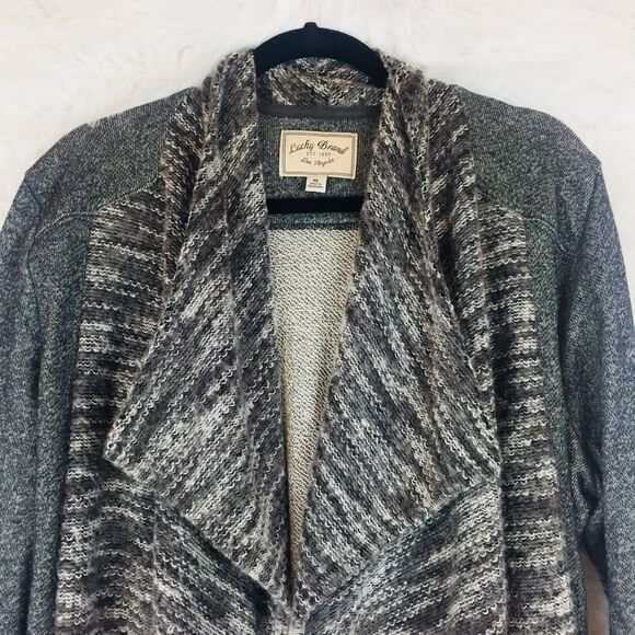 Lucky Brand Gray Sweater Mixed Waterfall Cardigan Womens XL - Picture 4 of 8